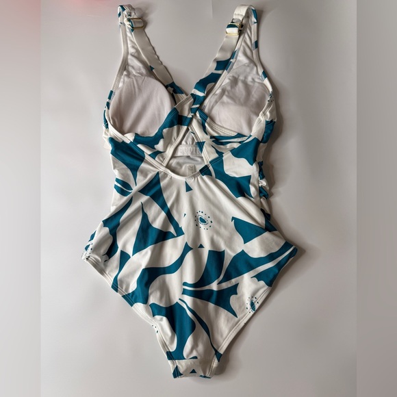 Anne Cole Blue and White Floral One Piece Swimsuit - Picture 3 of 7